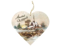 Závěs dřevo srdce 120 mm - Kostel