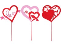 Zápich kov 245mm srdce + špejle mix, červená