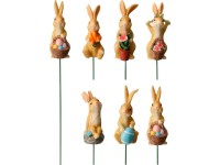 Zápich polyresin 50x40mm zajíčci + špejle mix, barevná