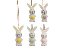 Závěs porcelán 42x32mm zajíčci mix, barevná