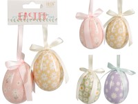 Kraslice 2 ks 45x65mm  motiv kytičky mix, barevná