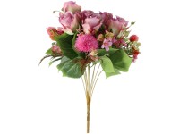 Umelé kvety, plast 460mm ruža a cesnak puget, mix farieb