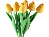 Művirágok, műanyag 400 mm-es tulipán, sárga