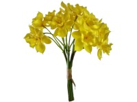 Művirágok, műanyag 400 mm-es nárciszcsokor, sárga