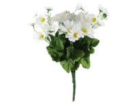 Művirágok, műanyag, 400 mm, Százszorszép csokor, fehér