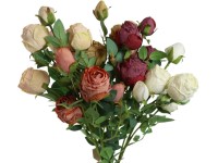 Művirágok, műanyag 460 mm-es rózsacsokor, színmix