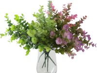 Művirágok, műanyag 330 mm-es eukaliptusz, színmix