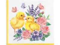 Szalvéták 20 db Csibék és virágok 33x33 cm