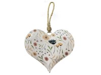 Závěs kov 150x20x150 mm srdíčko s květy, bílá
