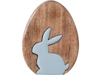 Dekorációs fa, zománc 150x35x200 mm álló tojás nyúllal, natúr, fehér