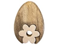 Dekorációs fa, zománc 110x35x160 mm tojás virággal talpon, natúr, rózsaszín
