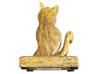 Dekorácia drevo 80x35x120 mm mačka na postavenie, prírodná