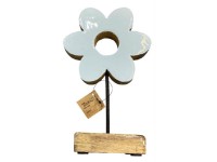 Dekorációs fa, zománc 150x50x240 mm virág állványon, natúr, fehér