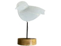 Fém dekoráció 150x50x200 mm madár állványon, natúr, fehér