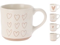 Hrnek kamenina 350 ml srdíčka mix, krémová