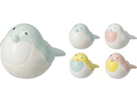 Dekorácia porcelán 102x67x65mm vtáčik mix, farebná