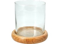 Svietnik drevo, sklo 120x120mm, prírodná, číra