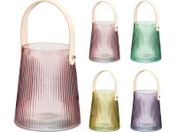 Lampa s uchom sklo 130x155mm na sviečku, mix farieb