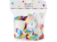 Súprava Párty 6ks tanierikov 175mm/6ks téglikov 240ml/6ks čiapok 150mm/6ks húkačky 185mm/6 ks masky/6ks frkačiek, balóniky mix, farebná