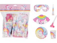 Súprava Párty 6ks tanierikov 175mm/6ks téglikov 240ml/6ks čiapok 150mm/6ks húkačky 185mm/6 ks masky/6ks frkačiek, jednorožec mix, farebná