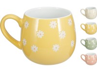 Hrnček kamenina 450 ml kvietky mix, farebná