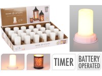 LED batéria svietiaca 75x75x95mm s teplým blikajúcim plameňom a časovačom, biela