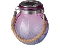 LED Lucerna sklo 110x110x120mm solárne na zavesenie, mix farieb