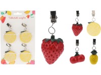 Terítősúly 4 db-os polystone 45x35mm gyümölcsmix, sárga, piros