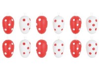 Fa tojástartó 30 mm, 12 db - piros, fehér pöttyös