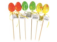 Húsvéti tojásalakú beszúrópálca, 60 mm, virágminta, színmix