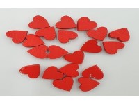 Dekorace textil 20 ks 14mm srdíčka s lepíkem, červená