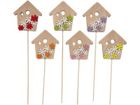 Fa pálcika,75x60 mm, 6db, ház, színkeverék