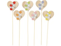 Fa pálcika,75x60 mm, 6db, szivecske, színkeverék
