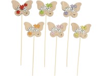 Fa pálcika,75x60 mm, 6db, pillangó, színkeverék