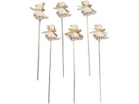 Zápich dřevo 6ks 60x55mm husa+špejle bílá, hnědá