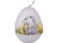 Tojás alakú gyertya 60mm, Húsvéti Nyuszi mintával