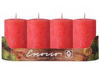 Emocio Valec 4ks 50x100mm Rustik červené sviečky