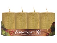 Emocio Valec 4ks 50x100mm Rustik Metal zlaté sviečky
