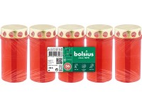 Bolsius temetői mécsesbetét fém fedéllel 5x 61x120 mm 36 óra. piros