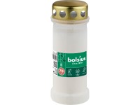 Bolsius temetői mécsesbetét fém fedéllel, 67x173 mm 70 óra. Fehér