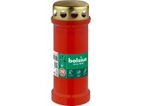 Bolsius temetői mécsesbetét fém fedéllel, Fedél 67x173 mm 70 óra. Piros