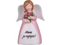 Anjel polyresin 115mm s prianím Mami si najlepšia, ružová