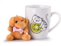 Hrnček keramika 360 ml mačka s plyšákom