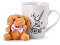 Hrnček keramika 360 ml zajac s plyšákom