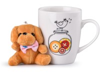 Hrnček keramika 360 ml vtáčik s plyšákom