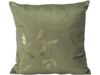 Vankúš polyester, zamat 450x450mm so zlatou potlačou vetvička, zelená