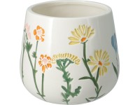 Virágcserép dolomitból 140x120mm tavaszi virág motívum, színes