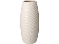 Porcelán váza 93x93x202mm levél motívum, krémszínű