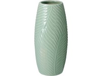 Porcelán váza 93x93x202mm levél motívummal, zöld