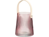 Üveg fogantyús lámpa gyertyához, 130x155 mm, piros